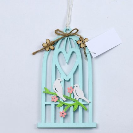 AKCIA! BÚDKA VTÁČIA ZÁVES DREVO MODRÁ 8,5x15CM