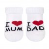 Dojčenské froté ponožky New Baby biele I Love Mum and Dad 62 (3-6m)