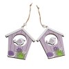 ZÁVES DOMČEK S VTÁČIKOM DREVO S/2 9x10CM FIALOVÝ