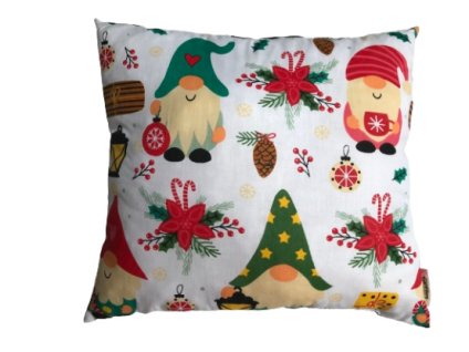 Vánoční polštářek barevní skřítci se zelenou