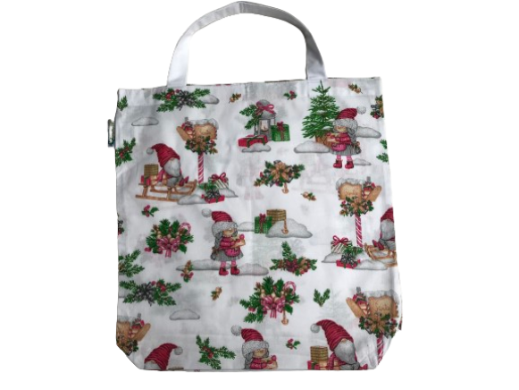 Vánoční bavlněná taška barevní skřítci na bílé Velikost: Mini