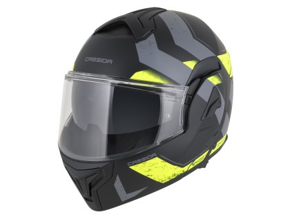 Přilba MultiFlip Korp, CASSIDA (černá matná/žlutá fluo/šedá) Překlopná přilba (Velikost XS)