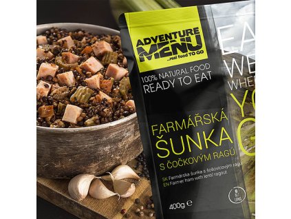 Farmářská šunka s čočkovým ragú