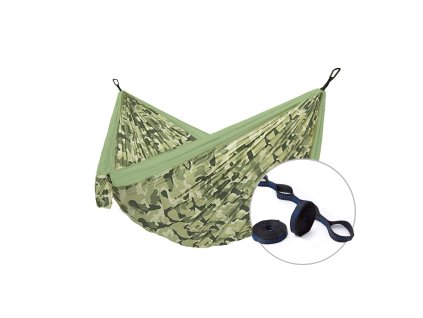 houpací sítě a křesla Houpací síť pro jednoho Camping + Slap strap (camo Forest SET) Hamaka eu