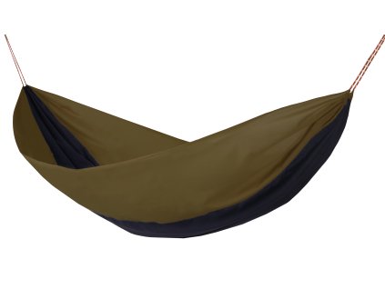 Houpací síť Hamaka originál pro jednoho hnědo-tm.modro-hnědá