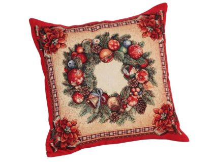 Vianočný gobelínový návlek - červený veniec