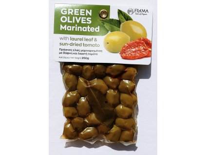 Marinované zelené olivy s rajčaty