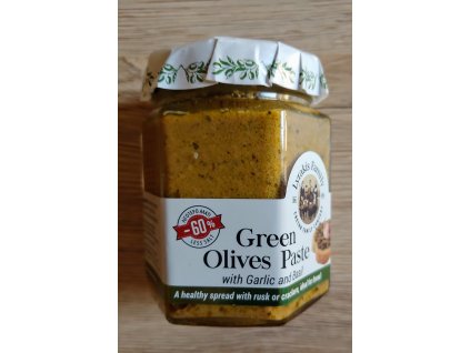 Olivová pasta - zelené olivy s česnekem a bazalkou
