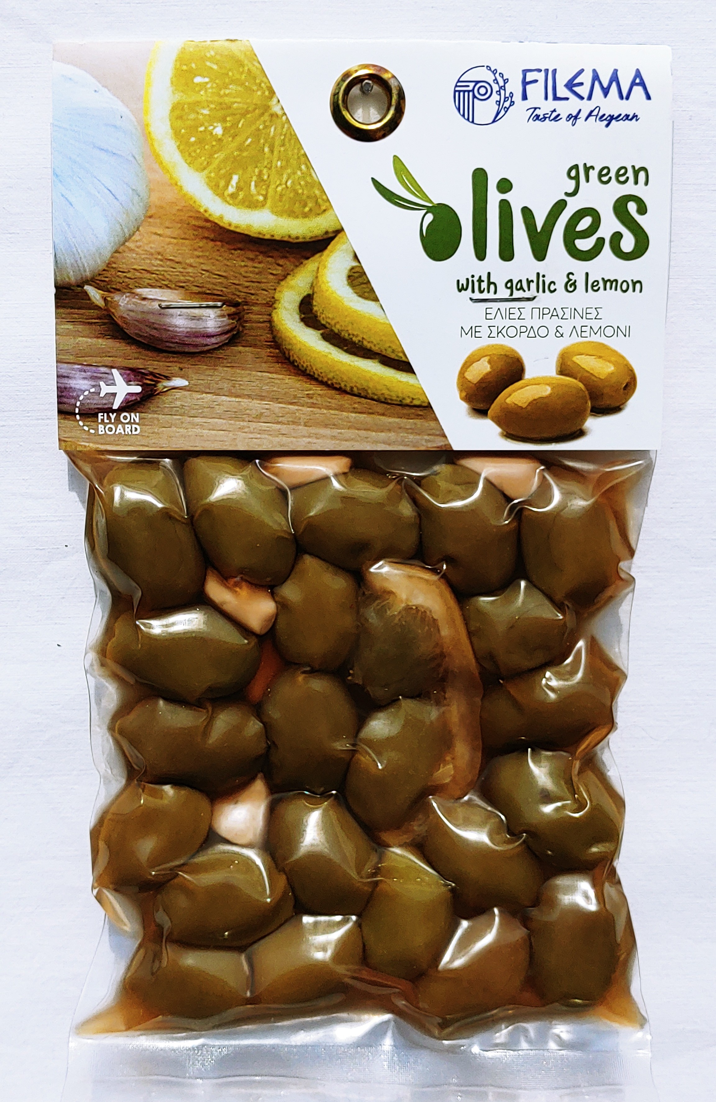 Zelené olivy s česnekem a citronem