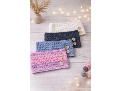 Široká háčkovaná čelenka - ruční výrobek