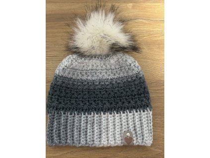 Šedočerná čepice z Nepál ombré