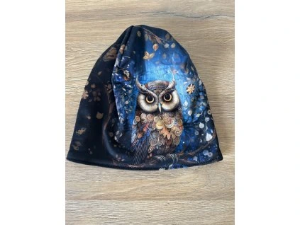 Úpletová čepice  se sovičkou na chladné dny