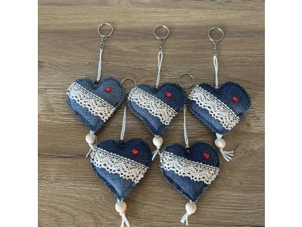 džínové srdíčko přívěsek
