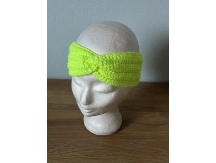 Čelenka v neonové zelené ručně háčkovaná