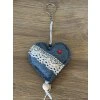 Džínová srdíčka - přívěsek - dekorace - ručně šité upcyklace