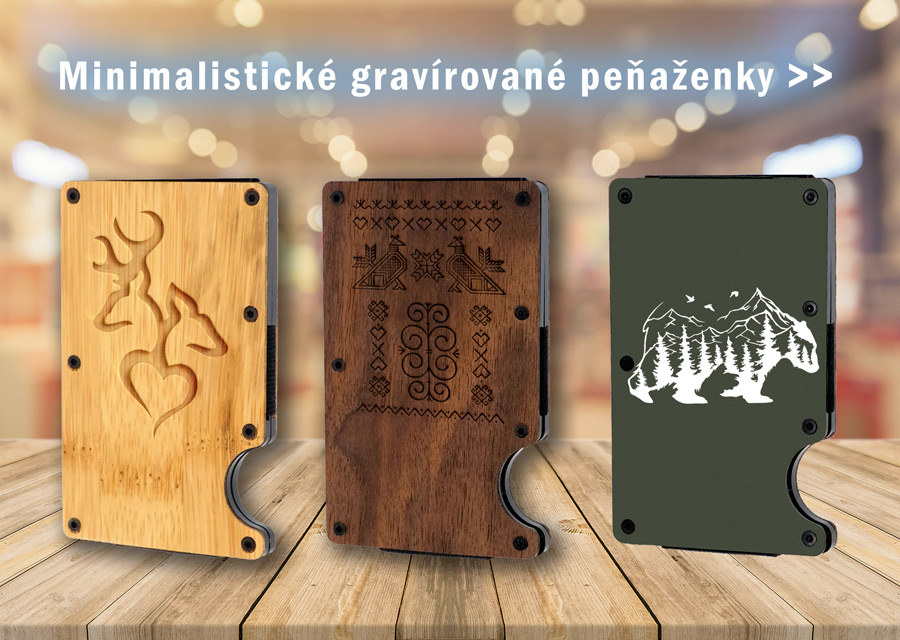 Minimalistické gravírované peňaženky