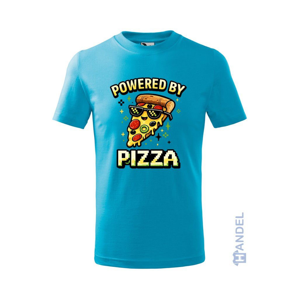 detske_tricko_basic_138_s_potlacou_powered-by-pizza_farba_tyrkysova