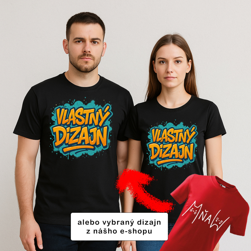 muž a žena v tričku s potlačou Vlastný alebo vybraný dizajn, farba čierna, 100% bavlna.jpg