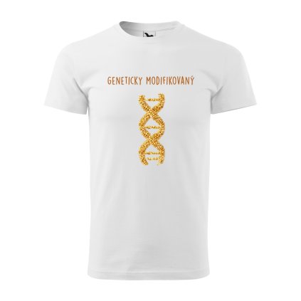 pánske tričko s potlačou Geneticky modifikovaný, farba biela, 100% bavlna