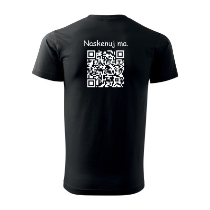 pánske tričko s potlačou QR kód vzadu, farba čierna, 100% bavlna
