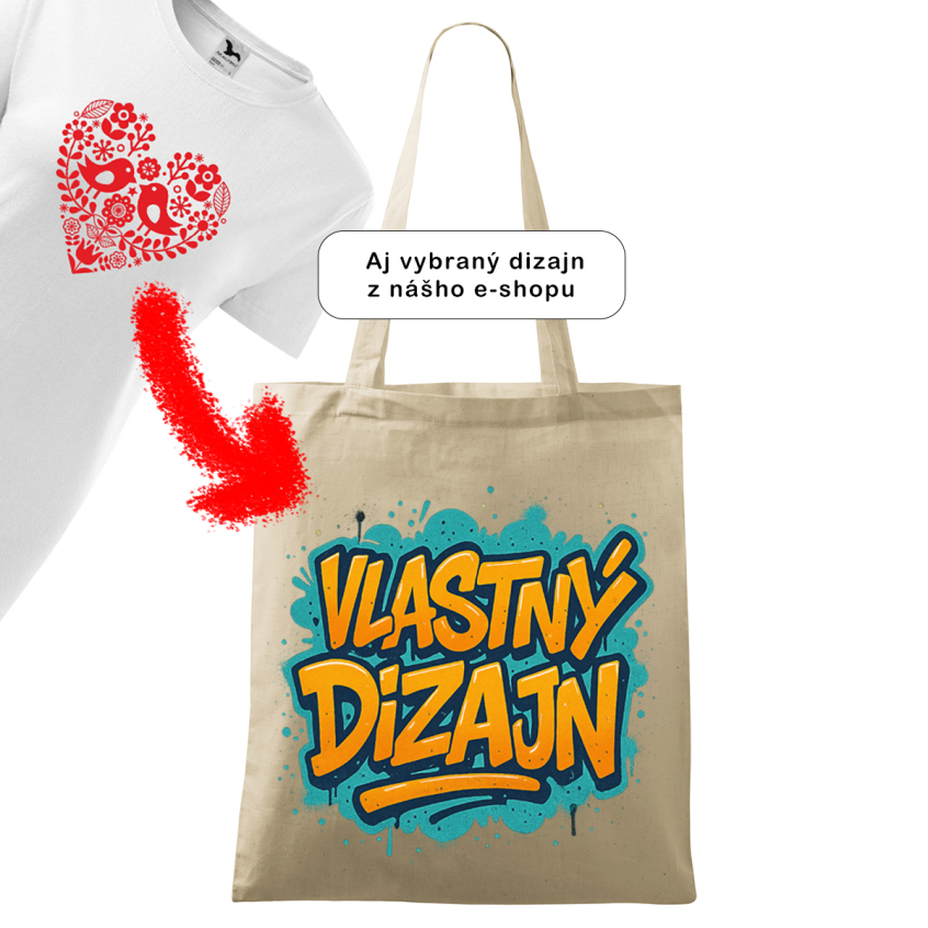 nákupná taška s vlastným alebo vybraným dizajnom, farba naturálna, 100% balvna