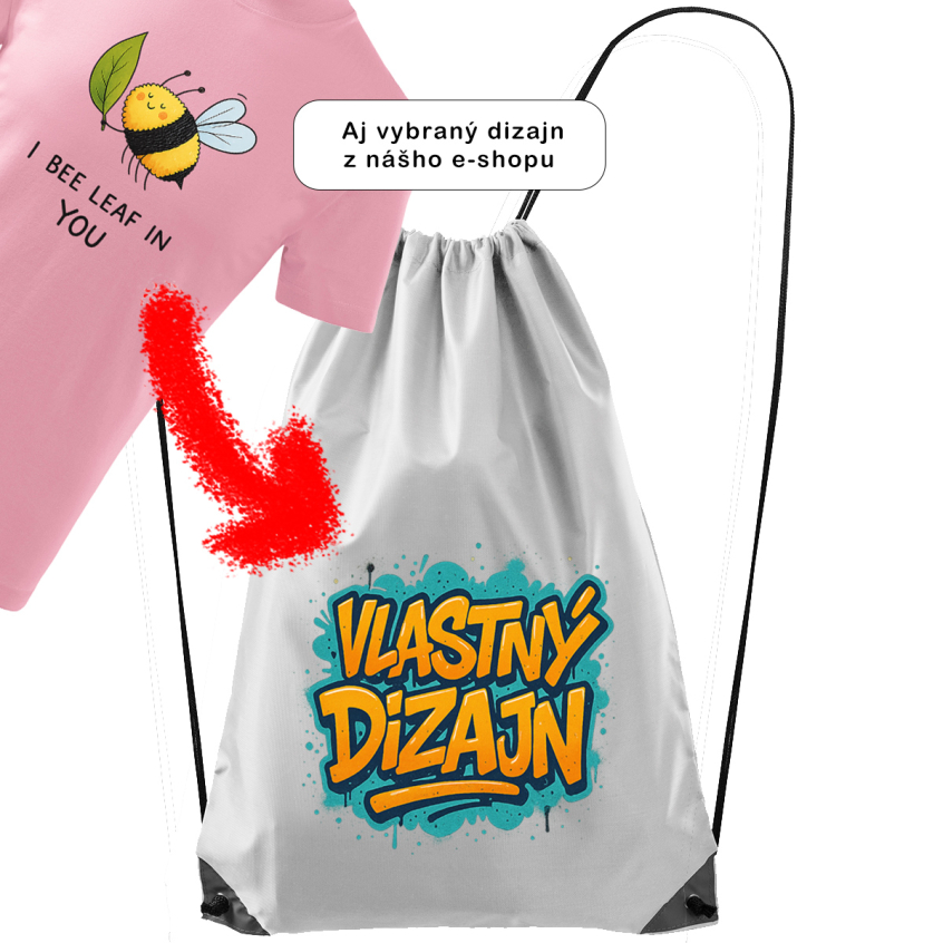 sťahovací batoh s vlastným alebo vybraným dizajnom, farba naturálna, 100% polyester