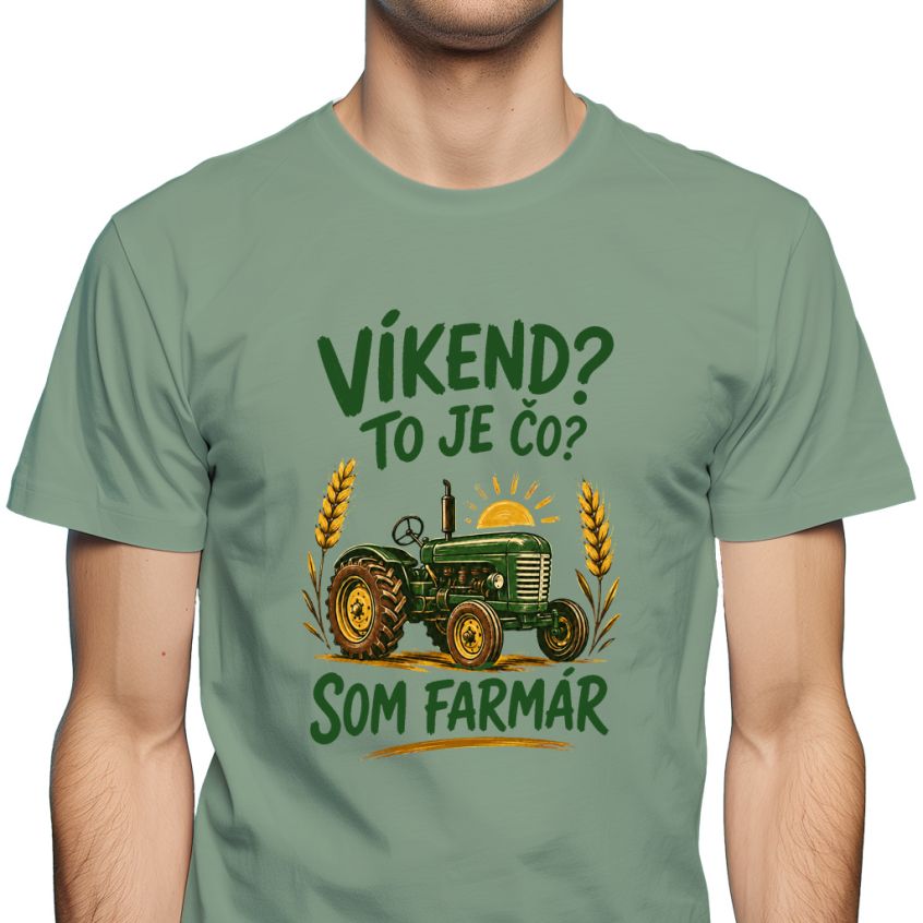 pánske tričko mockup Víkend To je čo Som farmár