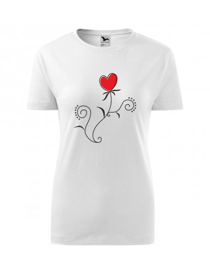 dámske tričko s potlačou Láska je ako kvet, farba biela, 100% bavlna