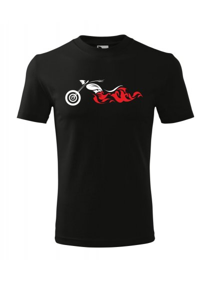 unisex tričko s potlačou Motorka s ohnivými krídlami, farba čierna, 100% bavlna