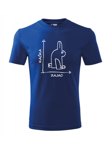 unisex tričko s potlačou Zajac alebo kačka, farba kráľovská modrá, 100% bavlna