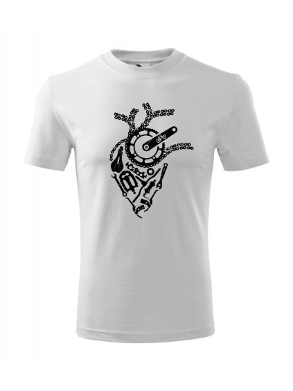 unisex tričko s potlačou Cyklosrdce, farba biela, 100% bavlna