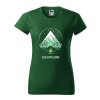 dámske tričko s potlačou Go explore, farba fľaškovozelená, 100% bavlna