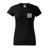 dámske tričko s potlačou QR kód vpredu, farba čierna, 100% bavlna