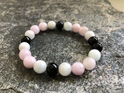 Luxusní náramek Akvamarín, Kunzit a Onyx