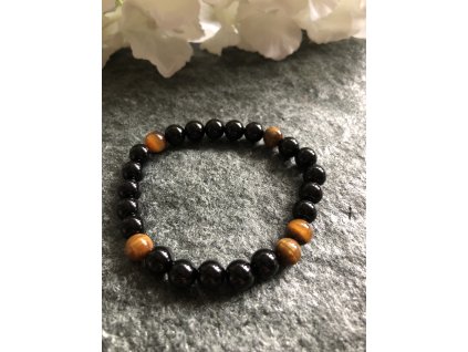Luxusní náramek Onyx a Tygří oko PÁNSKÝ