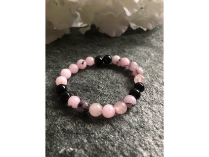 Luxusní náramek Jaspis třešňový květ a Onyx