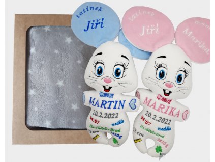 Dárek k narození miminka, myška s dekou