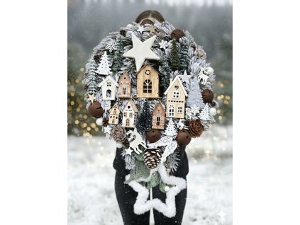 Zimná krajinka s kozusinkovou hviezdou