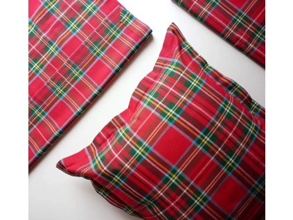 Obliečka na vankúš Vianočné káro - červené