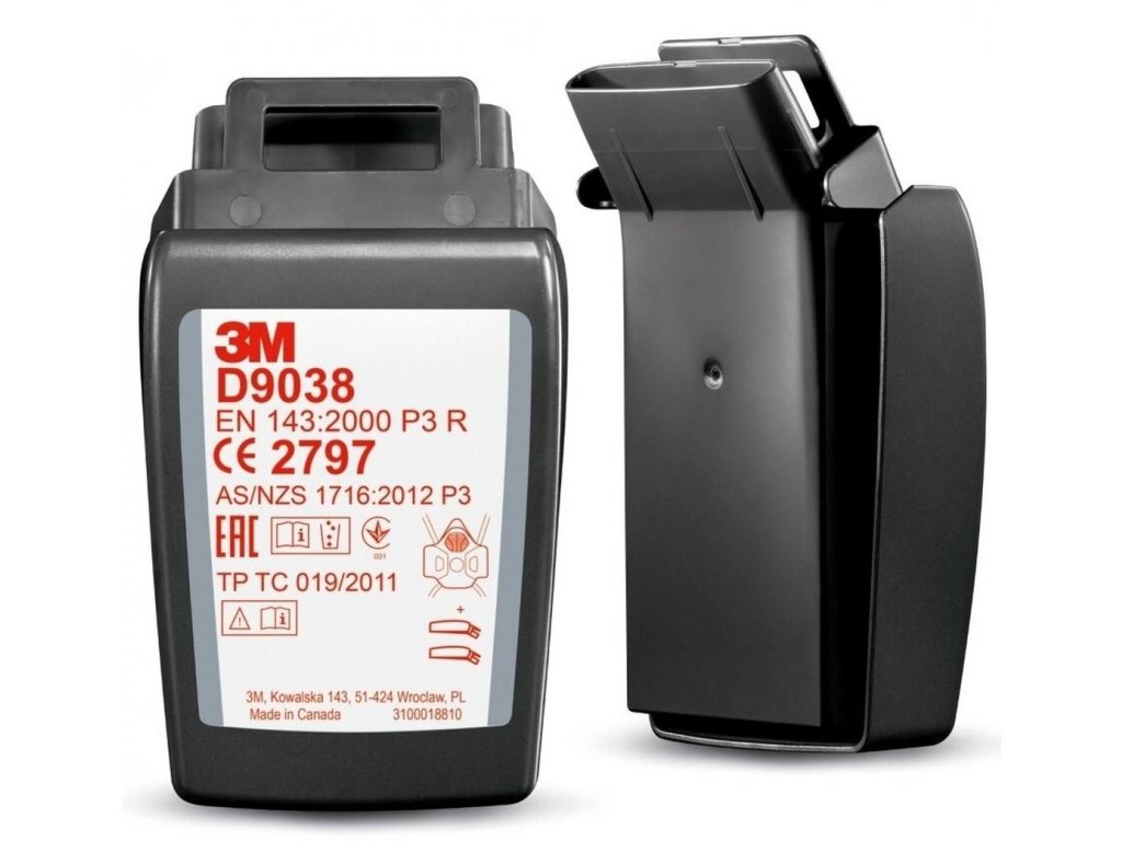 D9038, 3M™ Secure Click Časticový filter s pevným púzdrom radu D9000-Pevné, jeden pár