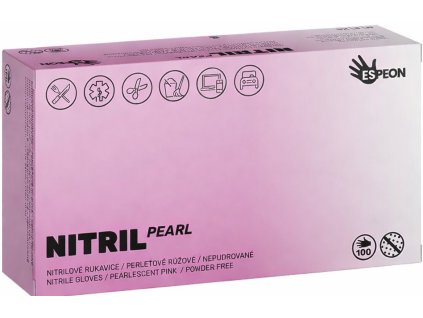 Perleťové růžové nitrilové rukavice