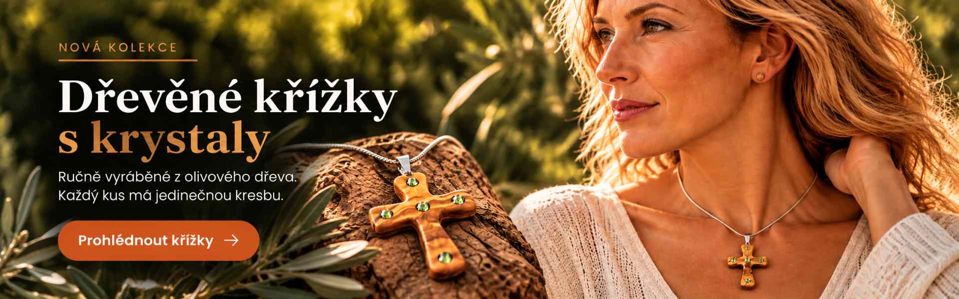 Dřevěné křížky s krystaly