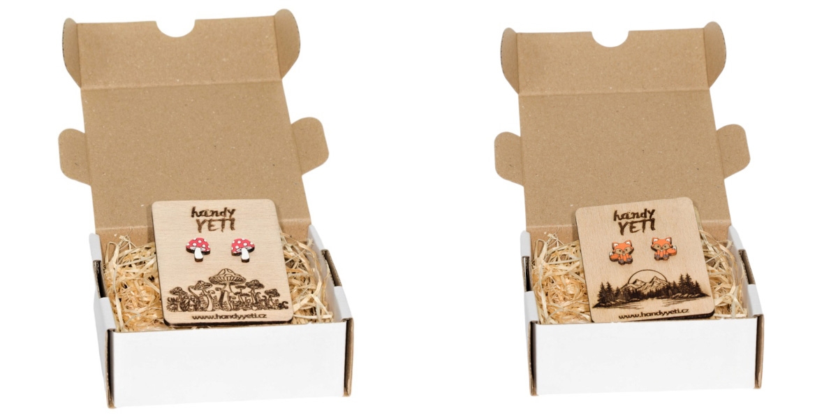 Ručně malované dřevěné náušnice