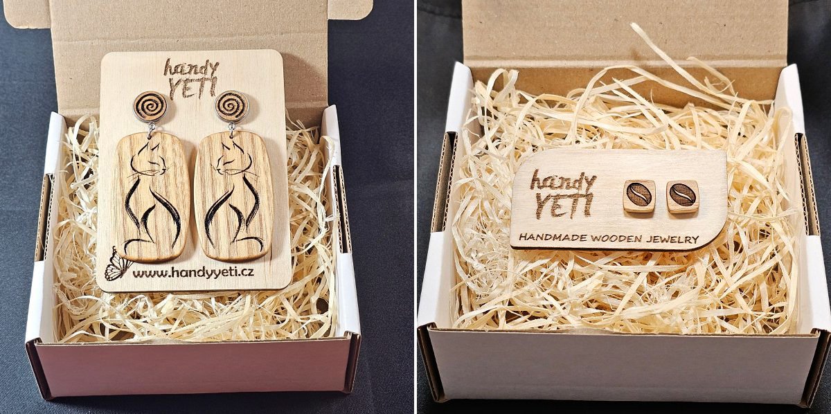 Dřevěné náušnice s gravírováním