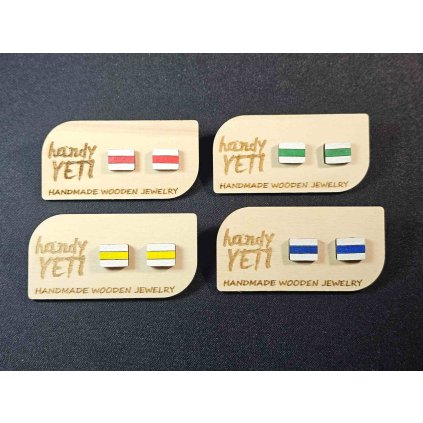 Dřevěné náušnice pecky - turistické značky