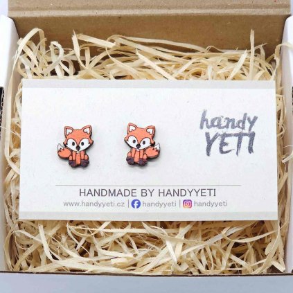 drevene nausnice liska bilo oranzova 1