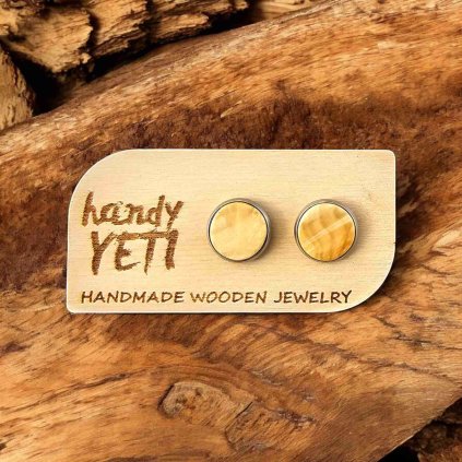 Dřevěné náušnice pecky ze dřeva burlu jírovce 12 mm