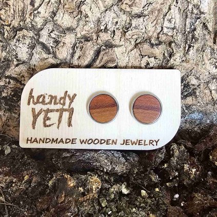 Dřevěné náušnice pecky ze dřeva švestky 12 mm