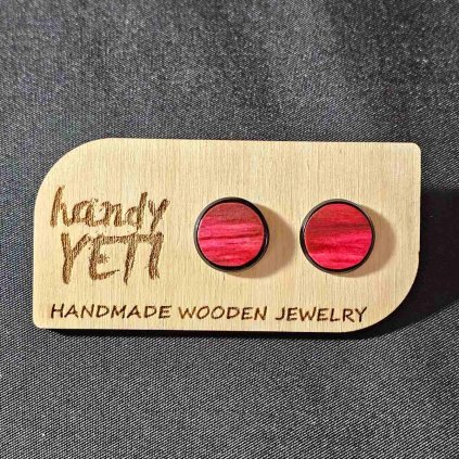 Dřevěné náušnice pecky z červené jabloně 12mm