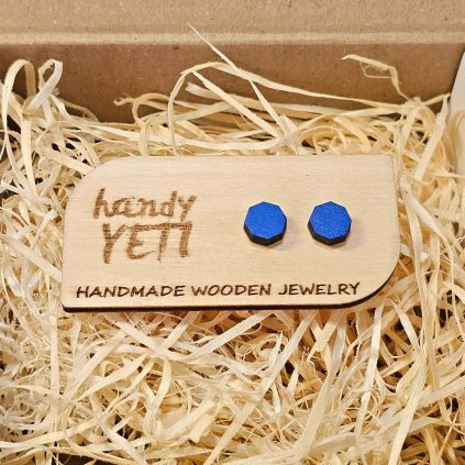 drevene nausnice tmavemodre oktagon 2